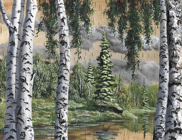 Рисунки на бересте Сергея Сурина