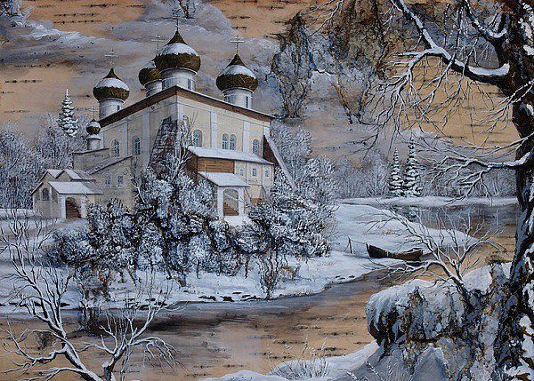 Рисунки на бересте Сергея Сурина