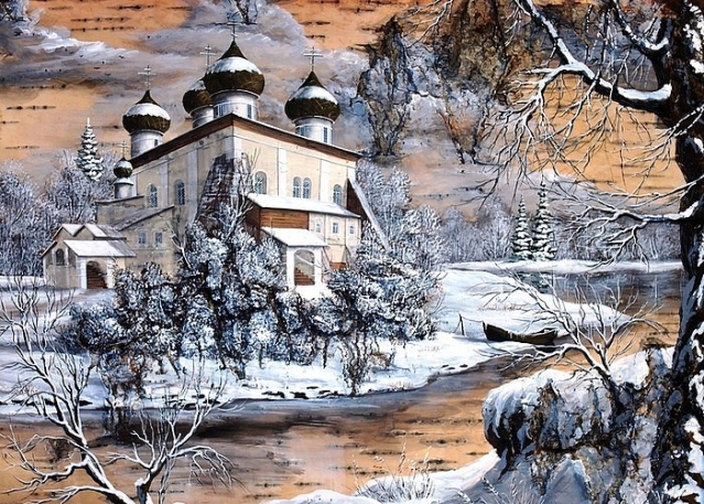 Рисунки на бересте Сергея Сурина