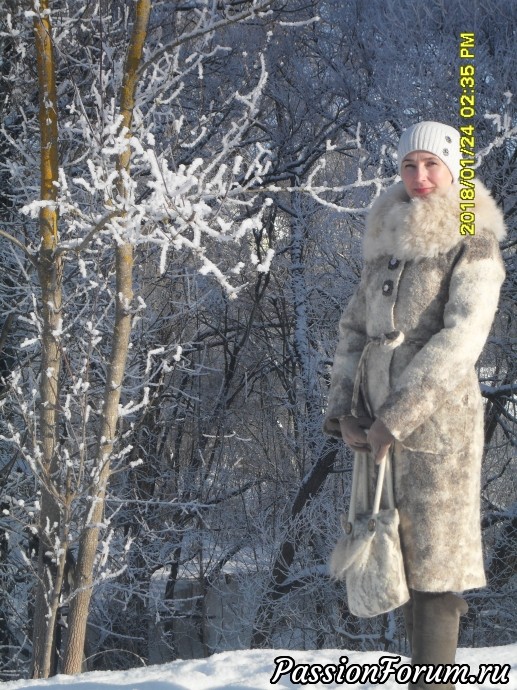 Пальто с флисом и воротником из альпаки