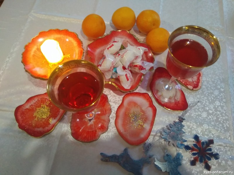 Коралловый комплект из эпоксидки