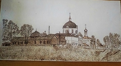 Выжигание по дереву &quot;Старый Успенский собор. &quot; в г. Алексин