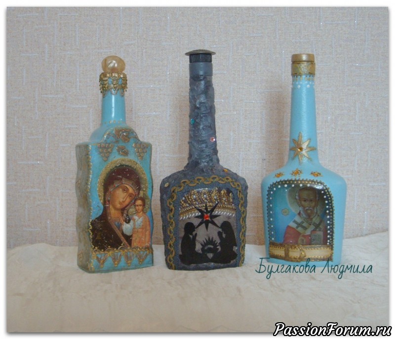 Декупаж бутылок для святой воды.