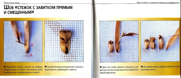 Техника исполнения швов в вышивке лентами