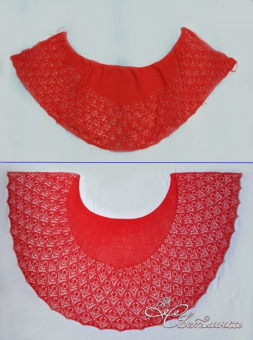 Второй этап совместного вязания ажурной накидки Poppy Shawl by ANNIKEN ALLIS