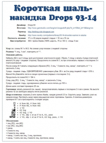 Шали спицами. Схемы.