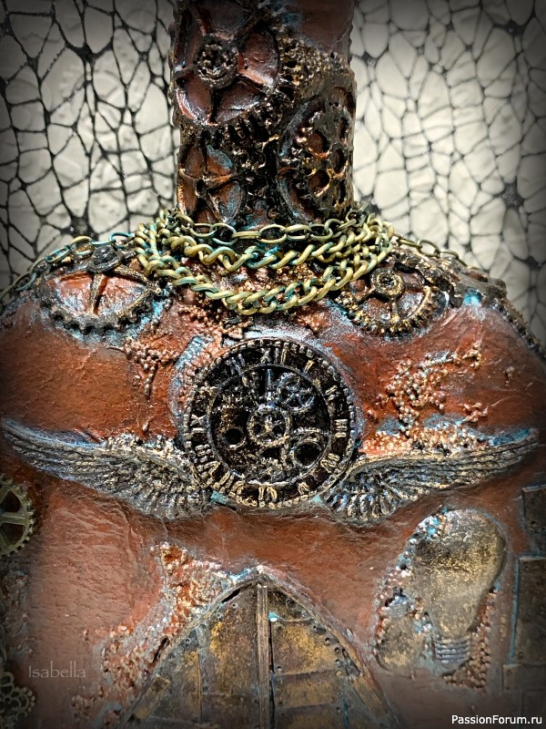 Декор бутылки в стиле steampunk.