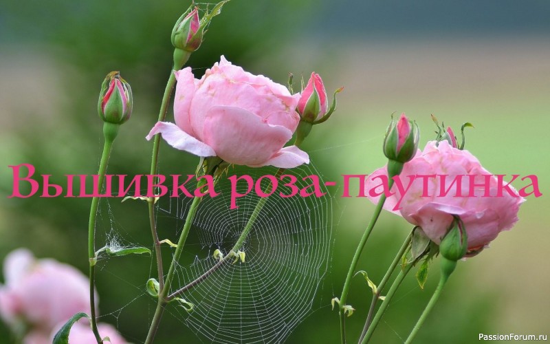 Роза-паутинка, вышивка канителью.