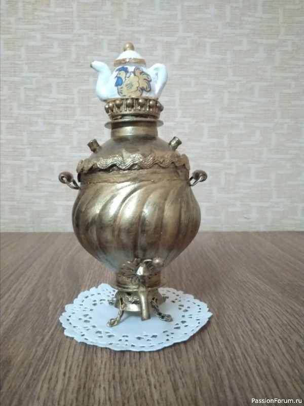Кукольная миниатюра - самовары из бросовых материалов