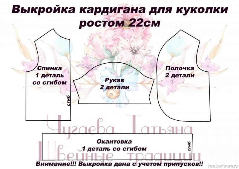 ВЫКРОЙКИ КУКОЛЬНОЙ ОДЕЖДЫ ОТ ЧУГАЕВОЙ ТАТЬЯНЫ