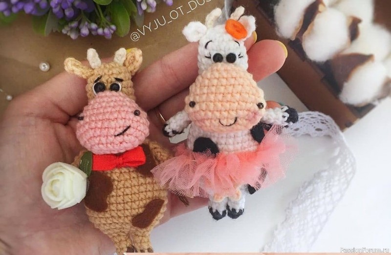Магниты бычок и коровка. МК Баевой Ирины