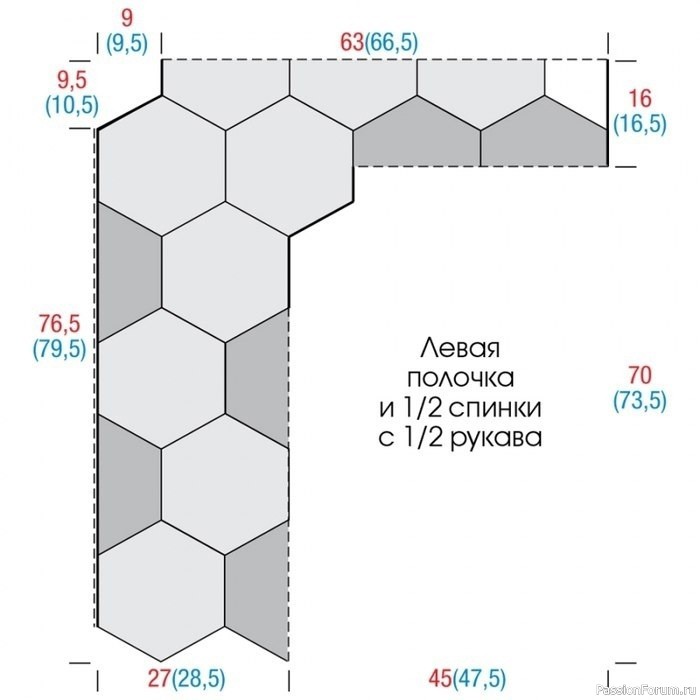​Кардиган из ажурных шестиугольников. Схема