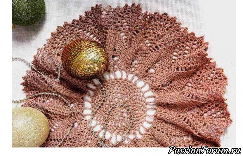 Бежевая салфетка крючком. Схема