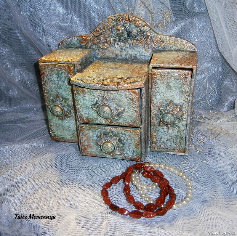 Результат МК комодики из коробочек от чая.