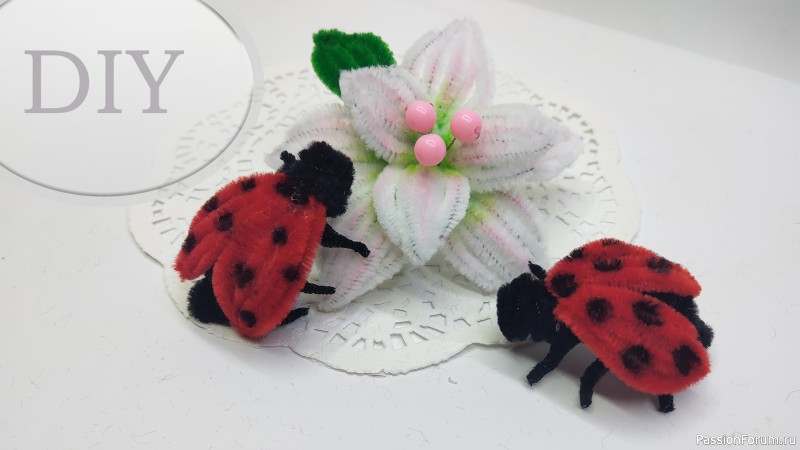Божья коровка из синельной проволоки