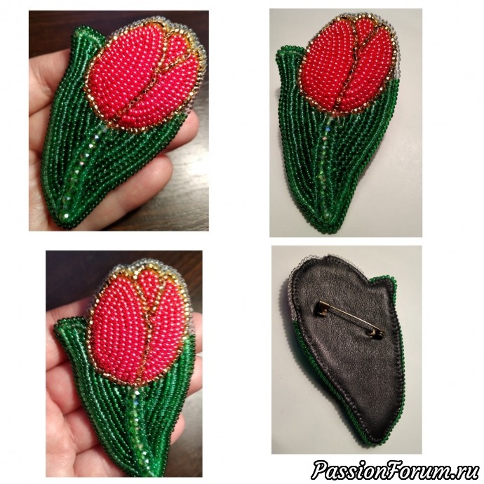 Брошь "Розовый тюльпан"