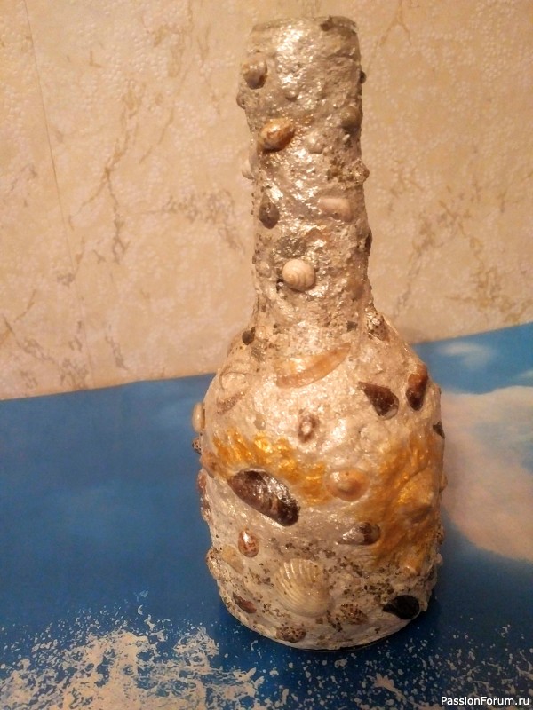 Декупаж бутылки в морском стиле