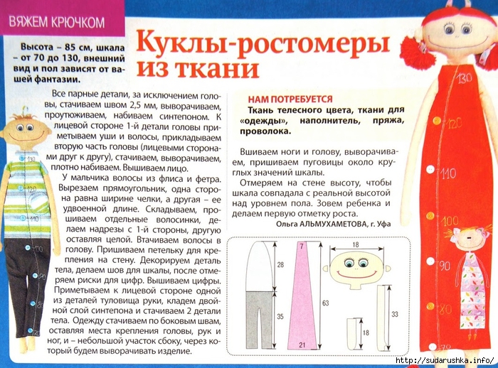 Куклы-ростомеры. Выкройки