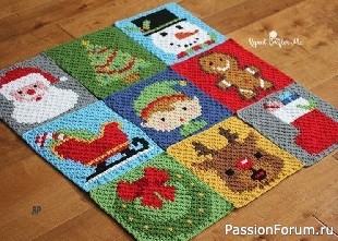Новогодний плед крючком