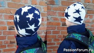 Шапка спицами &quot;Звездное небо&quot; Мастер класс / Вяжем &quot;две&quot; шапки одновременно