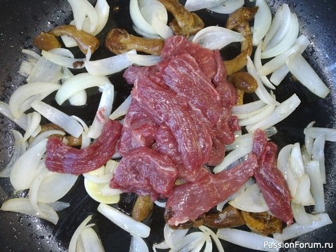 Паста Tortiglioni с говядиной, паприкой и опятами