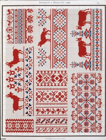 Старинные узоры вышивки крестиком.