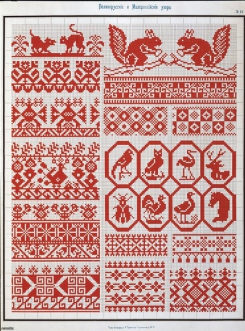 Старинные узоры вышивки крестиком.
