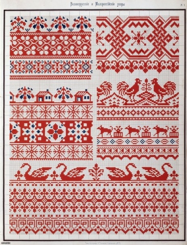 Старинные узоры вышивки крестиком.
