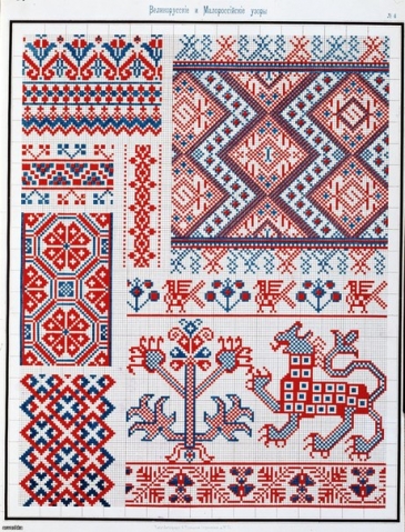 Старинные узоры вышивки крестиком.