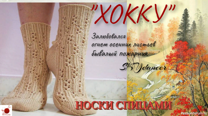Носочки спицами &quot;ХОККУ&quot;. Видео МК