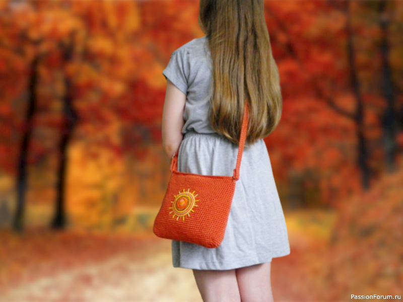 Вязаная крючком терракотовая детская сумочка 100% cotton. Crocheted terracotta children&#039;s handbag