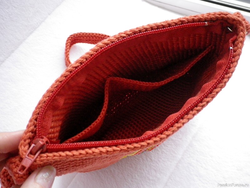 Вязаная крючком терракотовая детская сумочка 100% cotton. Crocheted terracotta children&#039;s handbag