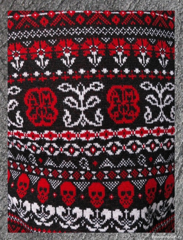 ГРАФИЧНЫЙ ЖАККАРДОВЫЙ ПРИНТ В МУЖСКОМ ДЖЕМПЕРЕ ОТ ALEXANDER McQUEEN. Схемы.