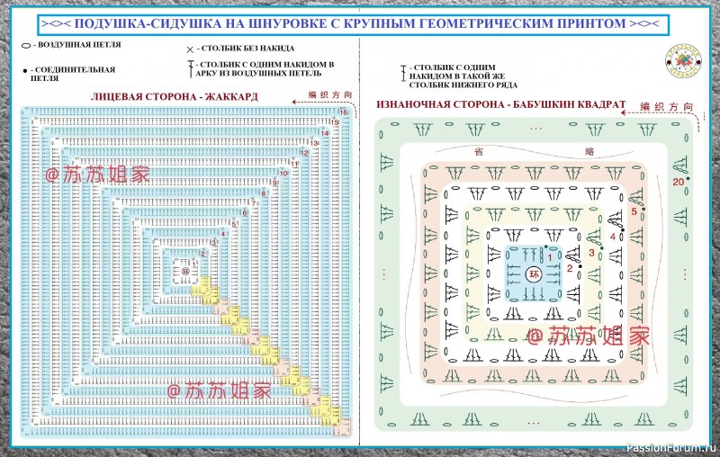 ЯРКИЕ ПОДУШКИ И СИДУШКИ НА СТУЛЬЯ! ДВЕ МОДЕЛИ ДЛЯ ВЯЗАНИЯ КРЮЧКОМ.