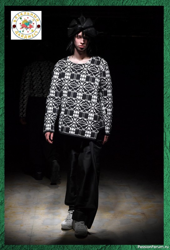 ЧЁРНО-БЕЛАЯ МАГИЯ ОТ Comme Des Gar&ccedil;ons Homme Plus. ЖАККАРД В МУЖСКОМ ТРИКОТАЖЕ. СХЕМЫ.