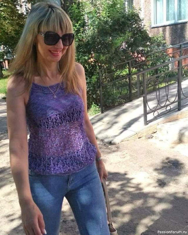Ажурный топ из ленточной пряжи