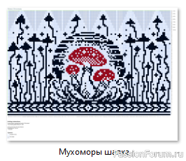 ​Жаккард. Носки-варежки, шапка-шарф &quot;Мухоморы&quot; Схемы
