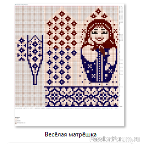 ​Жаккард + вышивка. Варежки &quot;Весёлая матрёшка&quot; Схема