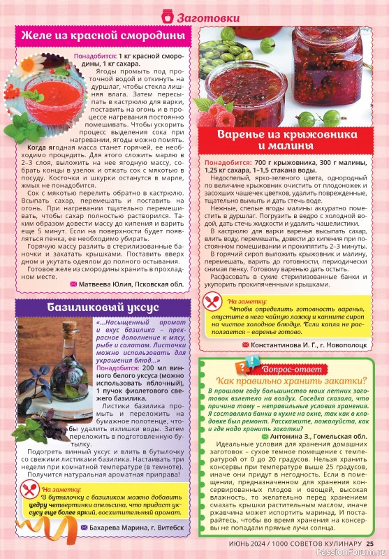 Коллекция кулинарных рецептов в журнале «1000 советов кулинару №6 2024»