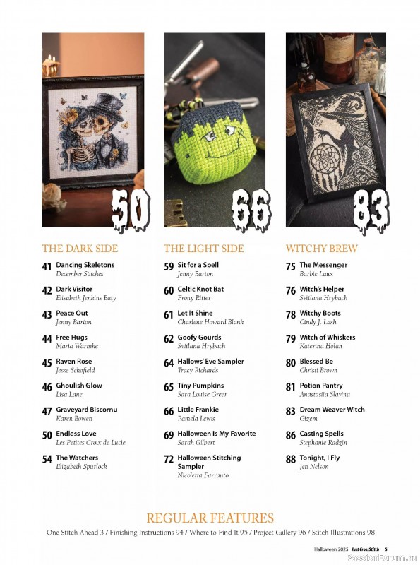 Коллекция вышивки в журнале «Just CrossStitch - Halloween 2025»