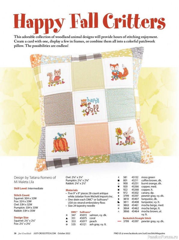 Коллекция вышивки в журнале «Just CrossStitch - October 2022»