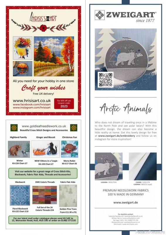 Коллекция вышивки в журнале «The World of Cross Stitching №339 2023»