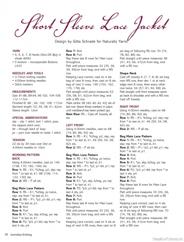 Вязаные модели спицами в журнале «Australian Knitting Vol.17 №1 2025»
