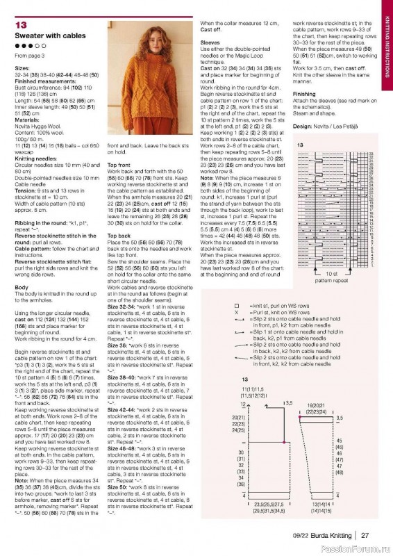 Вязаные модели спицами в журнале «Вurda Knitting №9 2022»