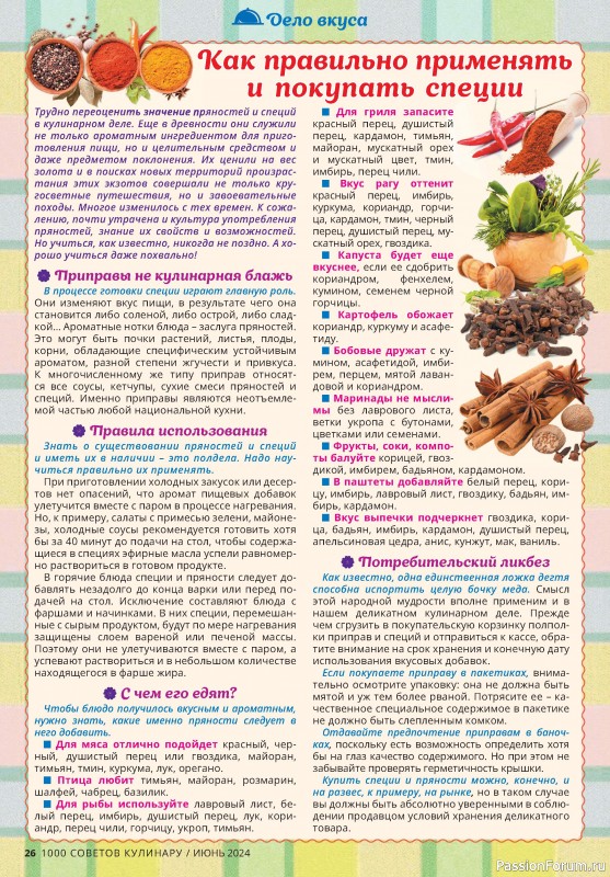 Коллекция кулинарных рецептов в журнале «1000 советов кулинару №6 2024»