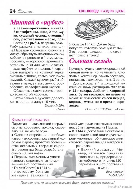 Коллекция кулинарных рецептов в журнале «Кухонька Михалыча №9 2024»