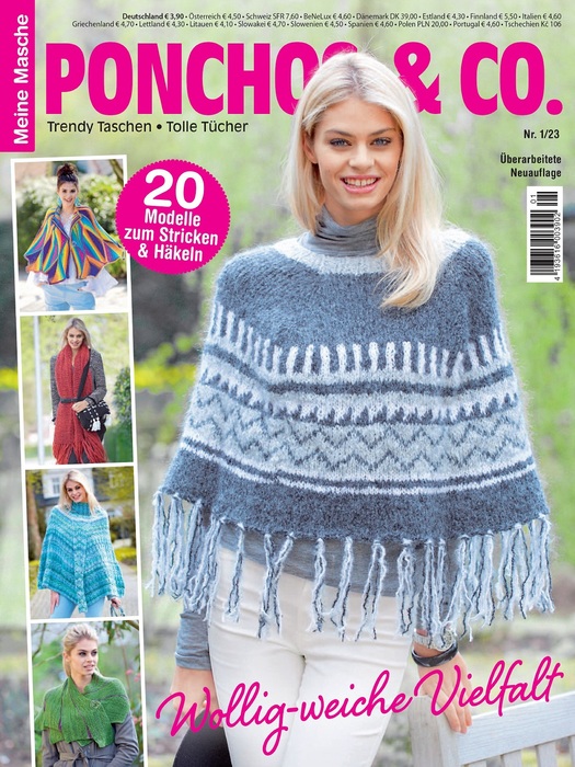 Вязаные проекты крючком в журнале &laquo;Meine Masche Poncho &amp; Co. №1 2023&raquo;
