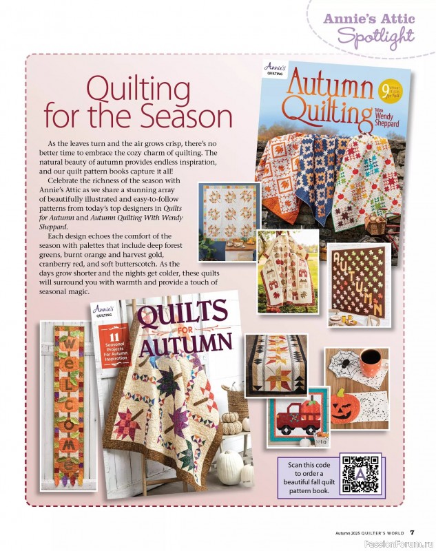 Коллекция проектов для рукодельниц в журнале «Quilter's World - Autumn 2025»