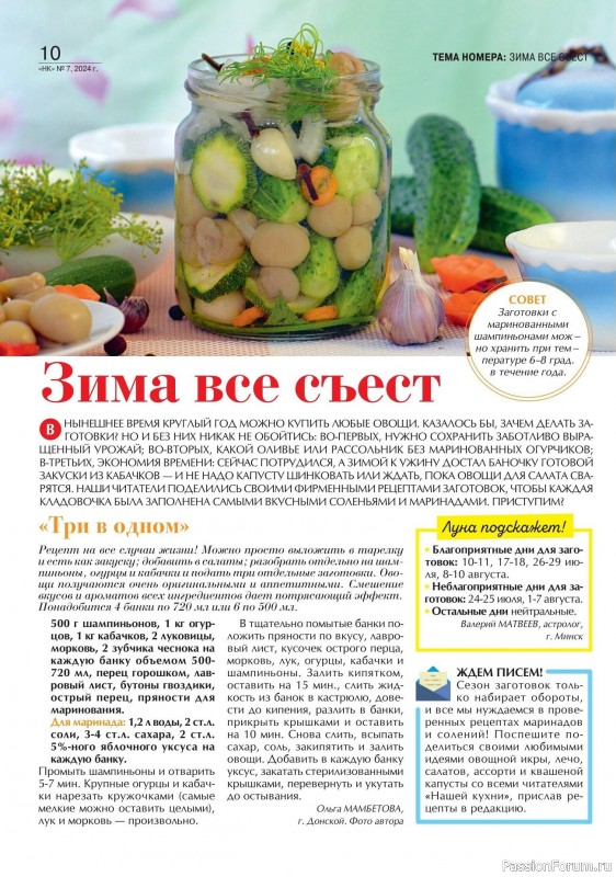 Коллекция кулинарных рецептов в журнале «Наша кухня №7 2024»