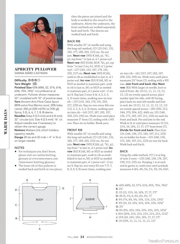 Вязаные модели в журнале «Interweave Knits - Fall 2022»